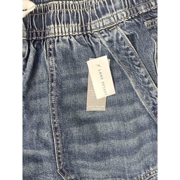 Lane Bryant Elastic Waist Drawstring Wide Leg Mid Rise Jeans 16 Distressed NWT - Picture 4 of 10